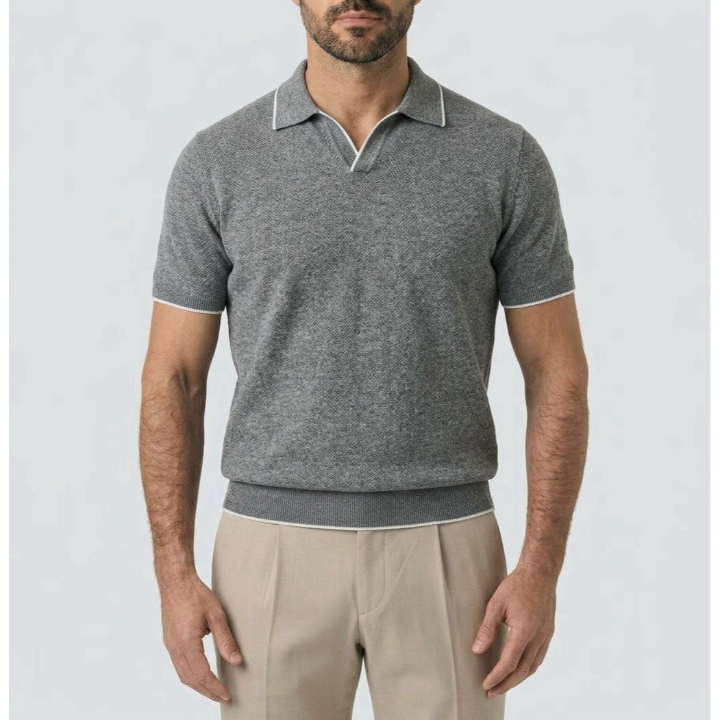 Pini Parma Men’s Polo Shirt Italy Sz 52 Us L Gray 100% Cotton — image 2 of 8